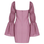 Mauve Bandage Midi Silk Sleeve Dress