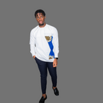 White Long Sleeve Men Shirt With Blue Accent - Marcy Boutique