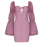 Mauve Bandage Midi Silk Sleeve Dress