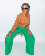 Green High Waisted Wide Leg Pants