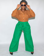 Green High Waisted Wide Leg Pants