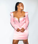 Lola Pink Satin Corset Dress With Crystal