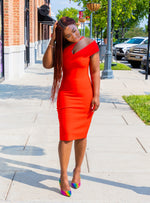 Red One Shoulder Sexy Dress