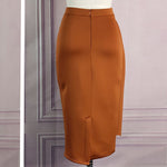 Premium Rust Drape Midi Skirt