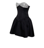 Silvia Black Crystal Bustier  Mini Dress