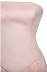 Baby Pink Peplum Drop Waist Chiffon Gown