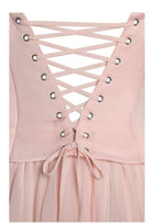 Baby Pink Peplum Drop Waist Chiffon Gown