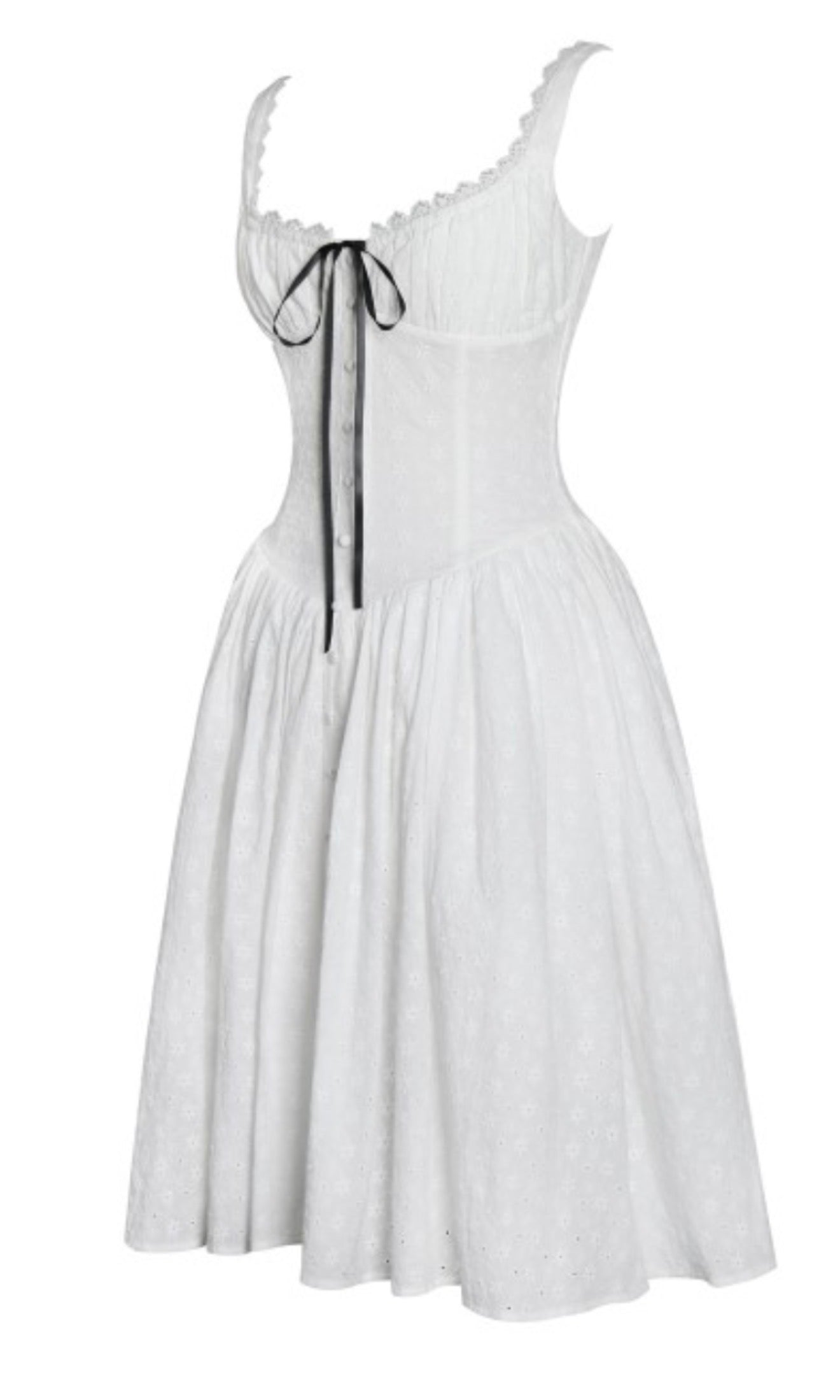 Desire White Square Neck Midi Dress