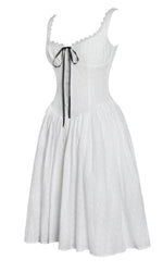 Desire White Square Neck Midi Dress