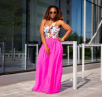 Pink Wide Flare Pant And Multi Color Top Set
