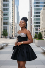 Silvia Black Crystal Bustier  Mini Dress