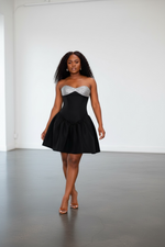 Silvia Black Crystal Bustier  Mini Dress
