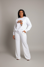 White Unisex Africa Map Patch Sweatshirt