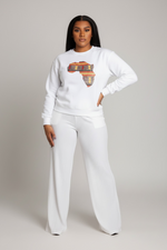 White Unisex Africa Map Patch Sweatshirt