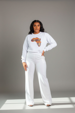 White Unisex Africa Map Patch Sweatshirt