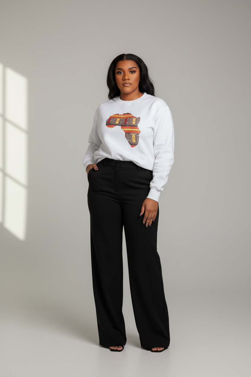 White Unisex Africa Map Patch Sweatshirt