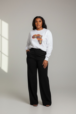 White Unisex Africa Map Patch Sweatshirt