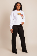 White Unisex Africa Map Patch Sweatshirt
