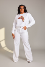 White Unisex Africa Map Patch Sweatshirt