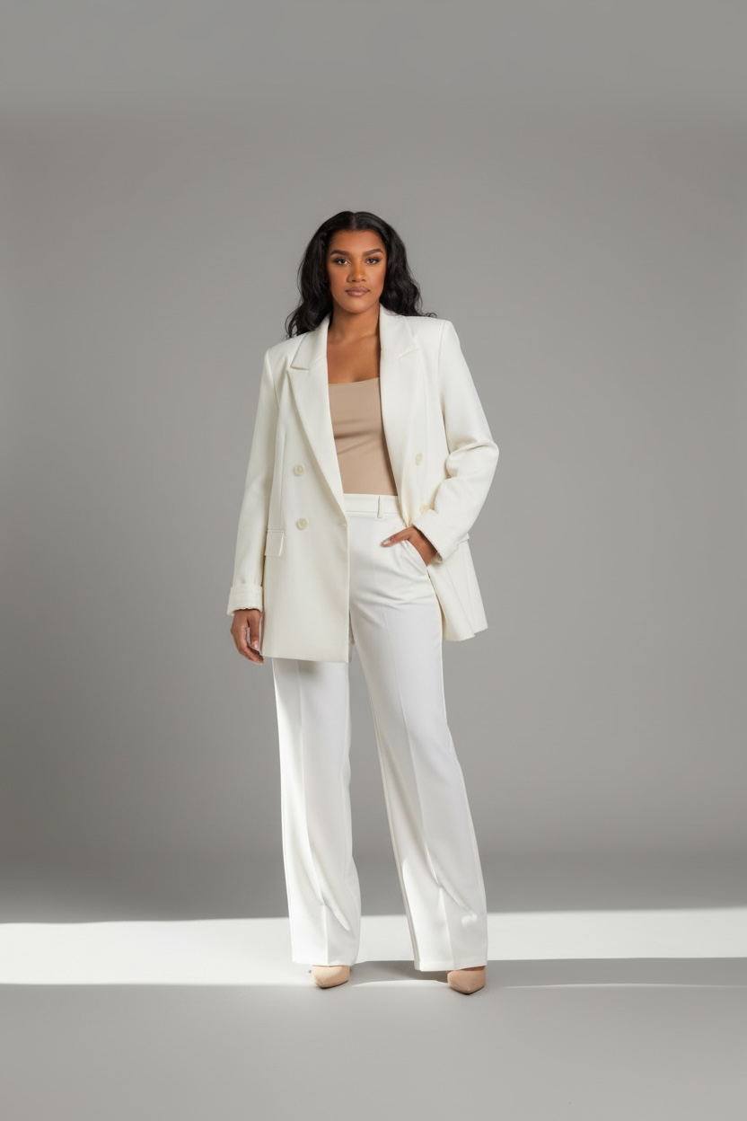 Cream Double Breasted Blazer
