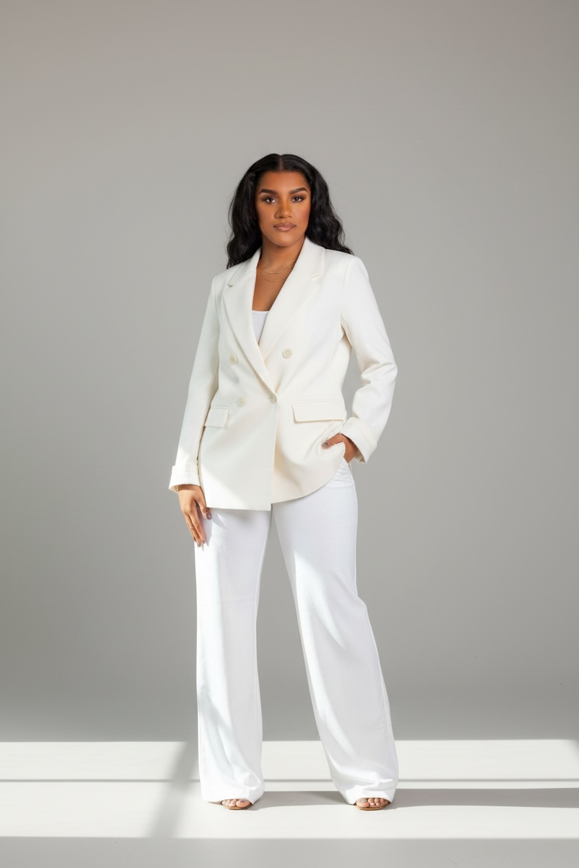 Cream Double Breasted Blazer