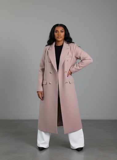 Clay Pink Double Breasted Suit Coat