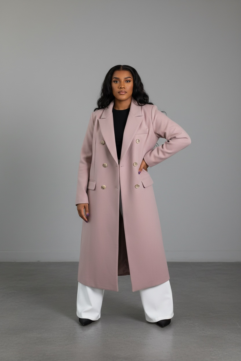 Clay Pink Double Breasted Suit Coat