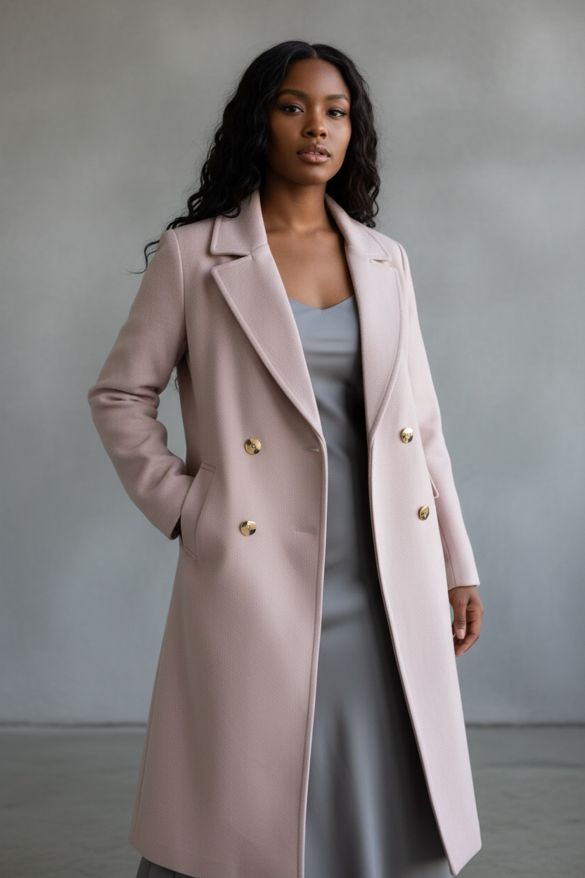 Clay Pink Double Breasted Suit Coat