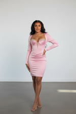 Lola Pink Satin Corset Dress With Crystal