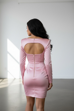 Lola Pink Satin Corset Dress With Crystal