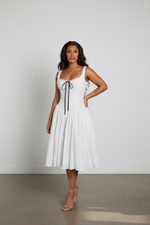 Desire White Square Neck Midi Dress