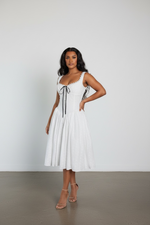 Desire White Square Neck Midi Dress