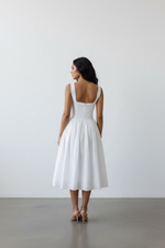 Desire White Square Neck Midi Dress