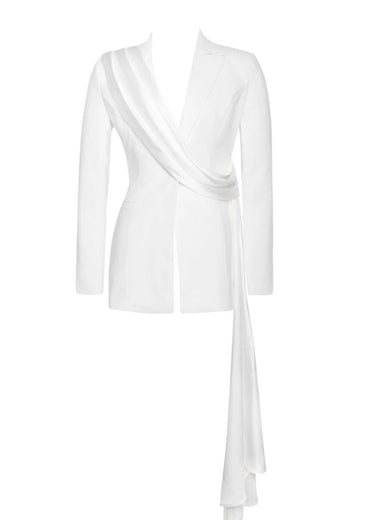 White Draping Blazer Jacket set