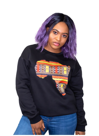 Unisex Black Africa Map Sweatshirt - Marcy Boutique