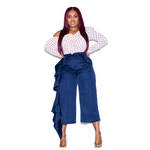 Blue Ruffles High Waisted Pants - Marcy Boutique