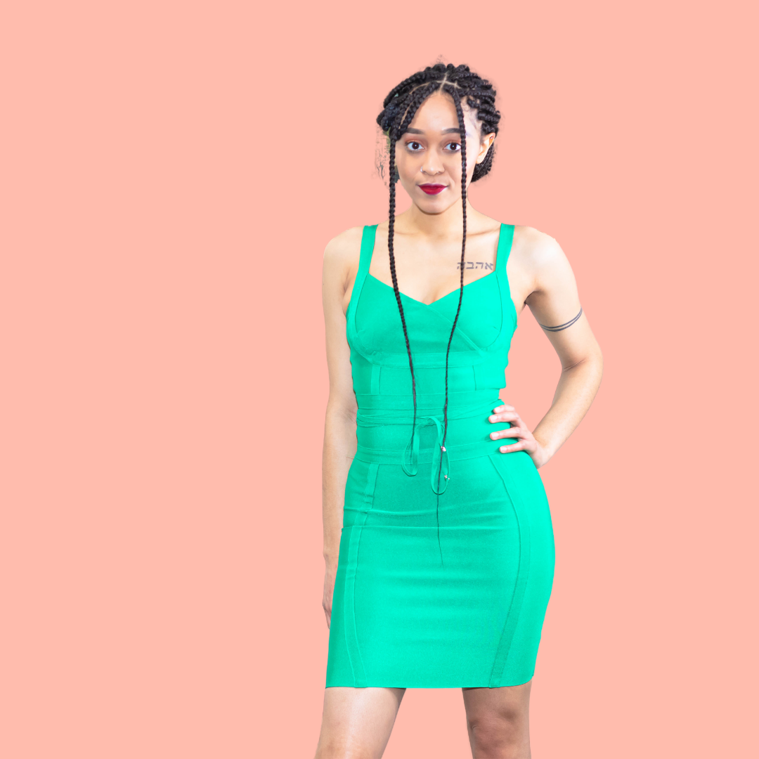 Green strappy bandage midi dress L Green strappy bandage midi dress L