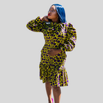 Yellow and Purple puff sleeve Ankara dress - Marcy Boutique