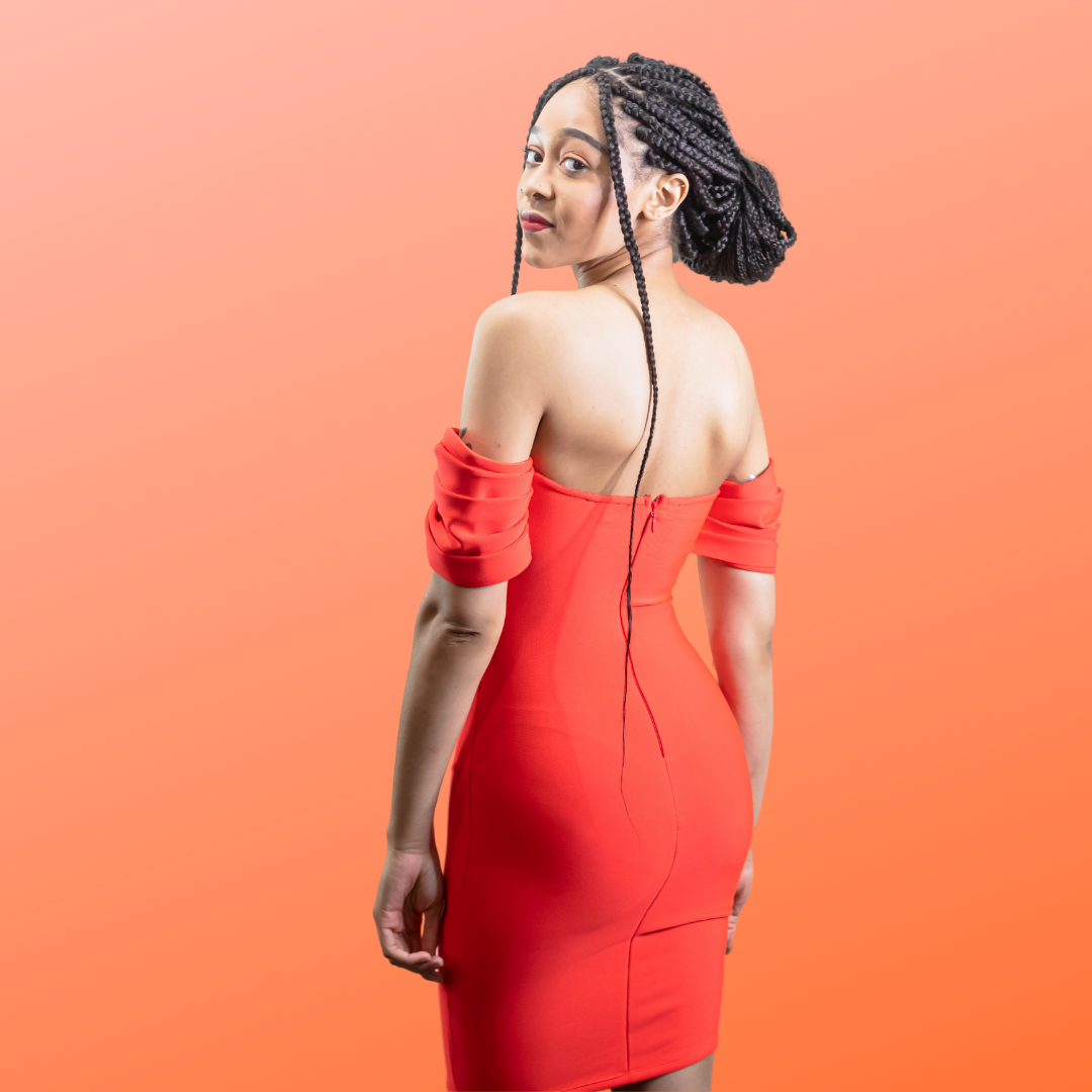 Orange Off Shoulder Bandage Dress - Marcy Boutique