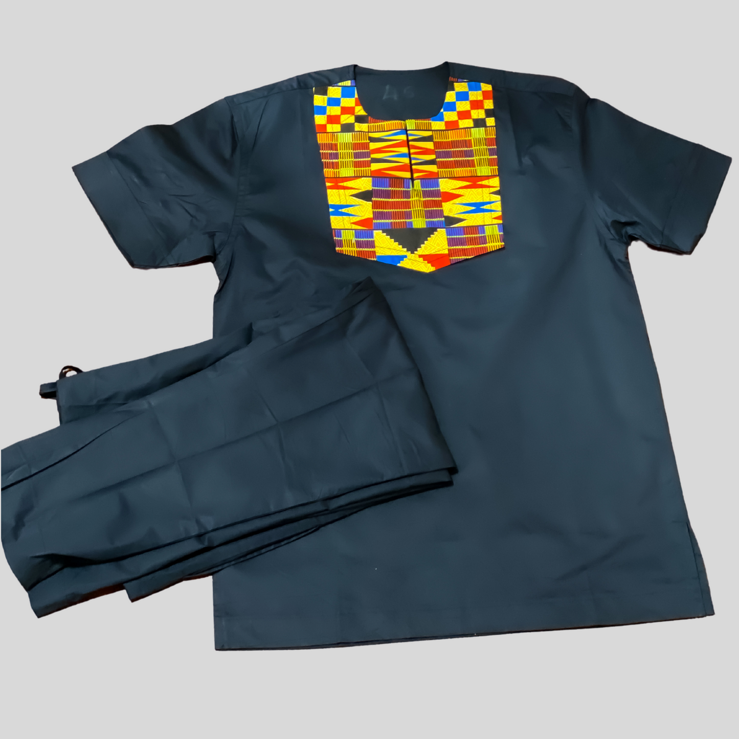Black African print with multi colors kente set - Marcy Boutique