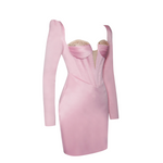 Lola Pink Satin Corset Dress With Crystal