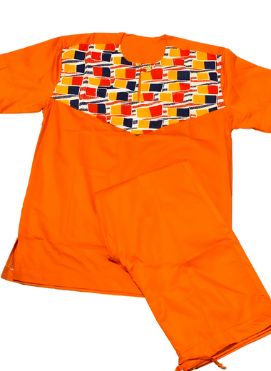 Orange Africa print  set - Marcy Boutique