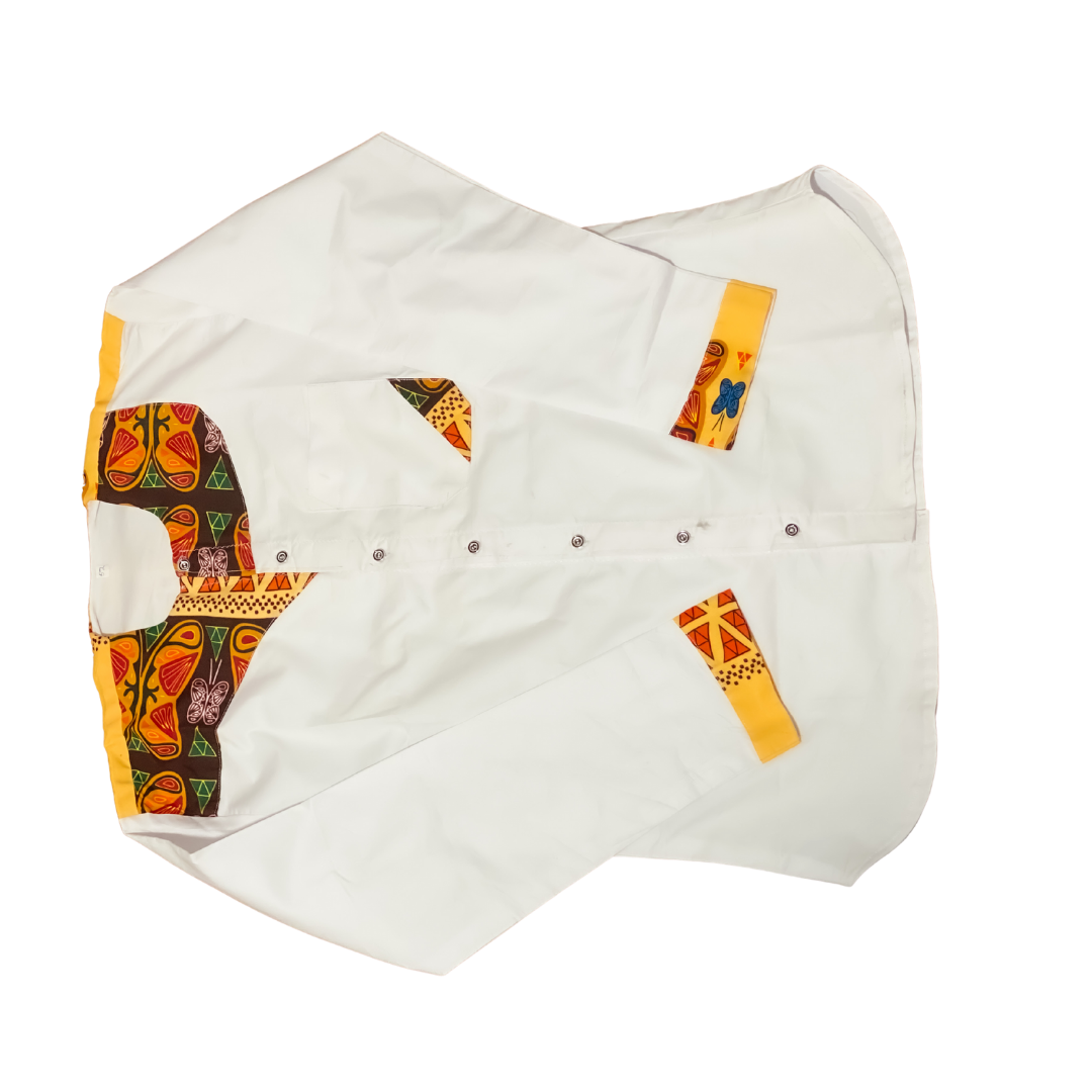White Long Sleeve with multi colors embodiment Shirt - Marcy Boutique