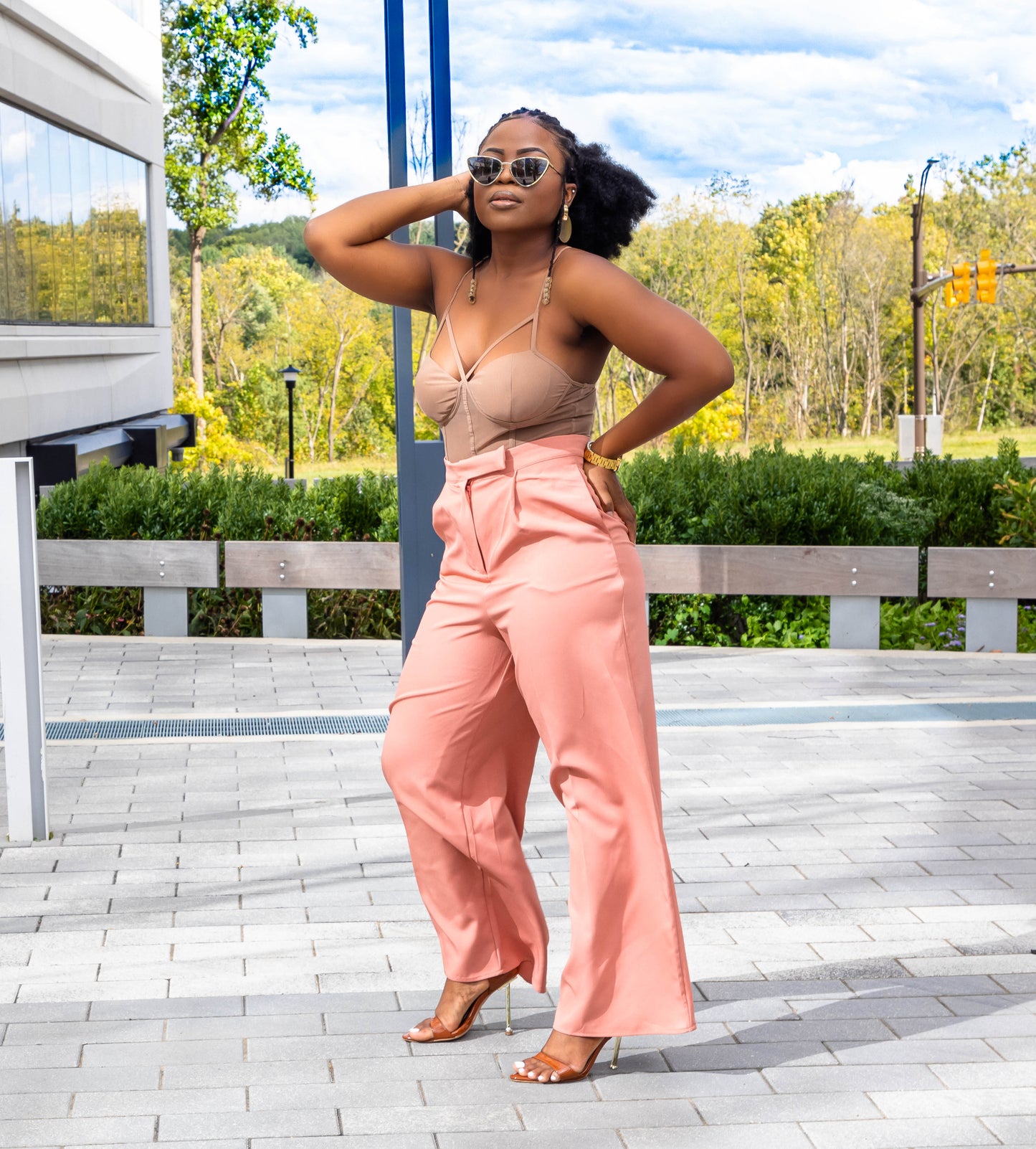 Taupe Mesh Cross Back Bodysuit