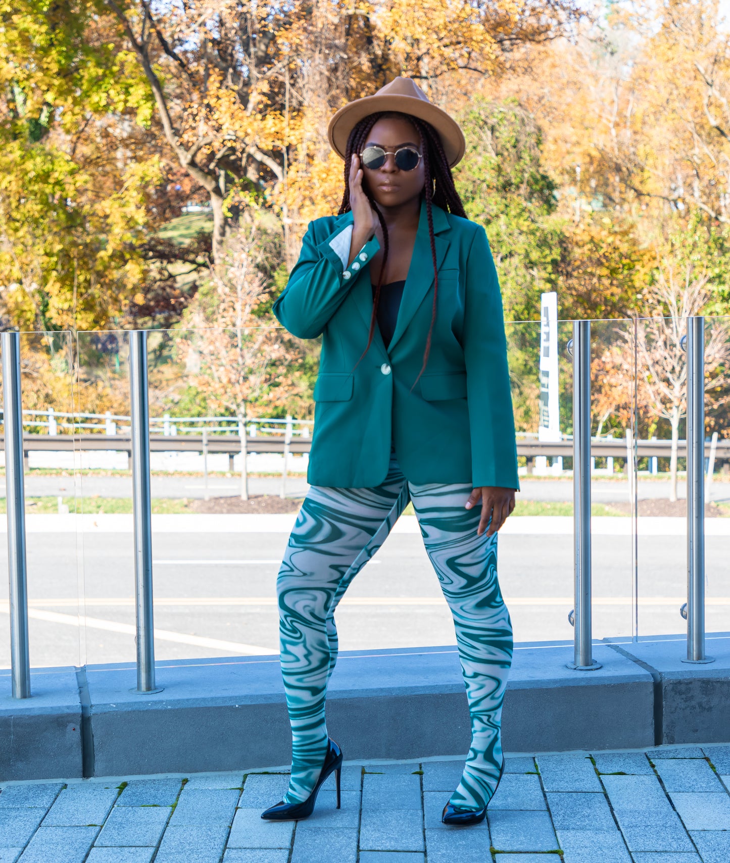 Green Blazer And Legging Set