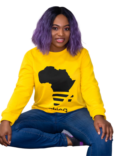 Unisex Yellow Africa Map Sweatshirt - Marcy Boutique