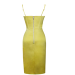Lemon Satin Corset Dress with Crystals