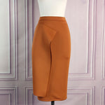 Premium Rust Drape Midi Skirt