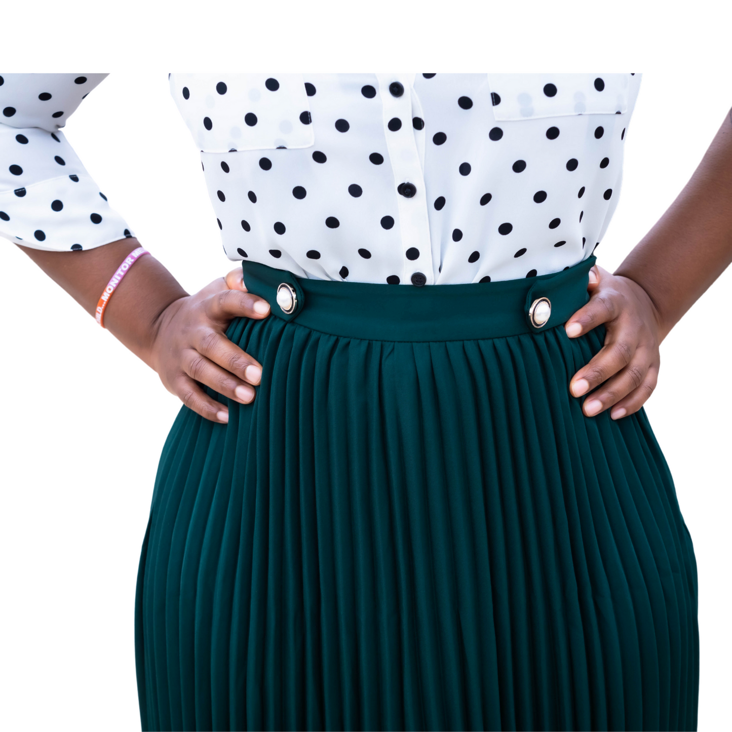 Green Pleated Midi Skirt - Marcy Boutique