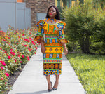 Multi Color Ruffle Print High Neck With Flare Sleeve - Marcy Boutique